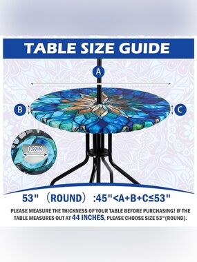 NEW Mandala Round Outdoor Tablecloth with Umbrella Hole Zipper